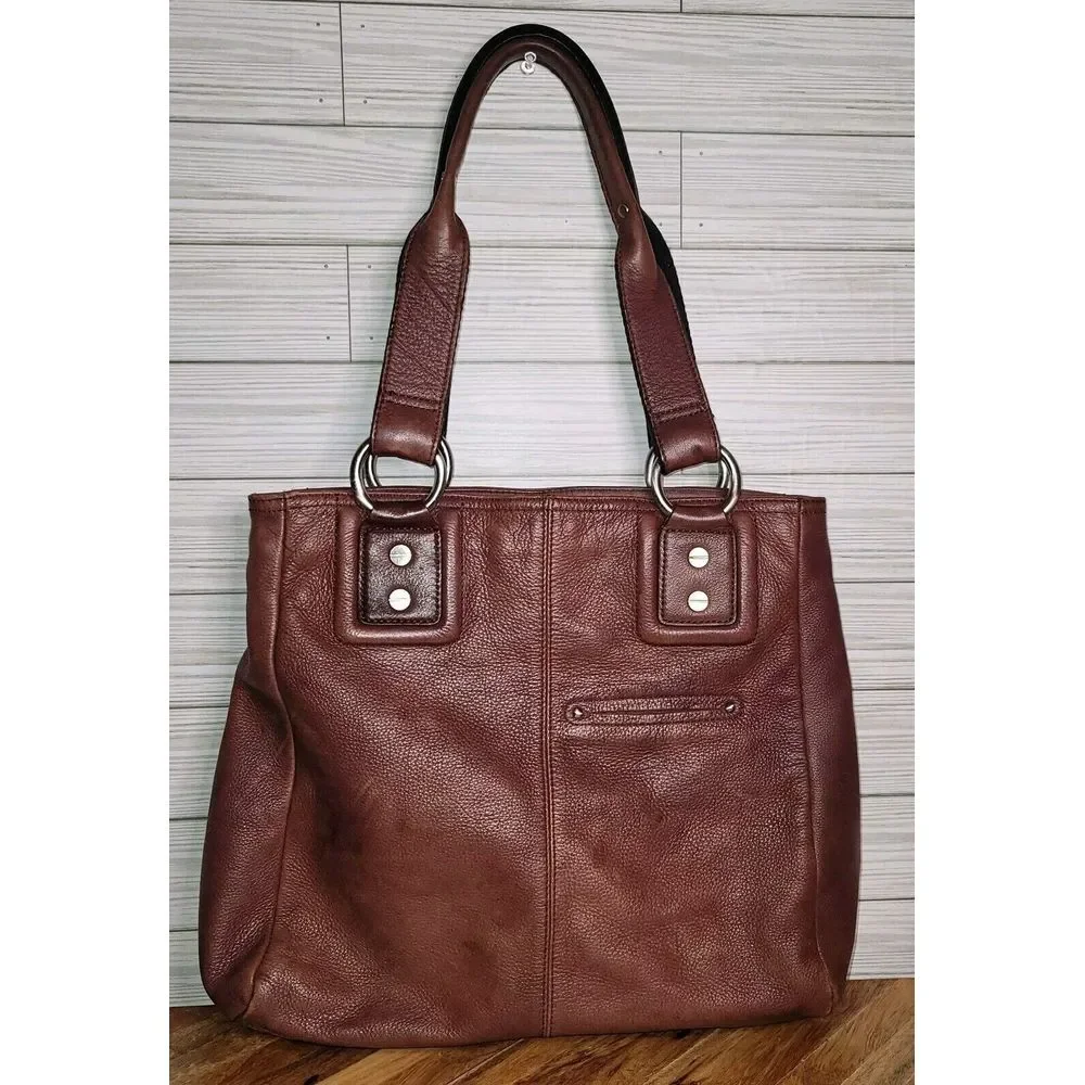 B Makowsky Leather Hobo Tote Large Brown‎ Shoulder Bag Purse Weekender